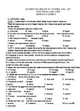 Đề kiểm tra học kỳ 2 môn Tiếng Anh 8 - Năm học 2016-2017